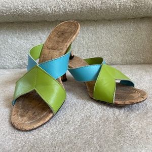 Vaneli Lime and Turquoise Slide Sandal Size 5 1/2